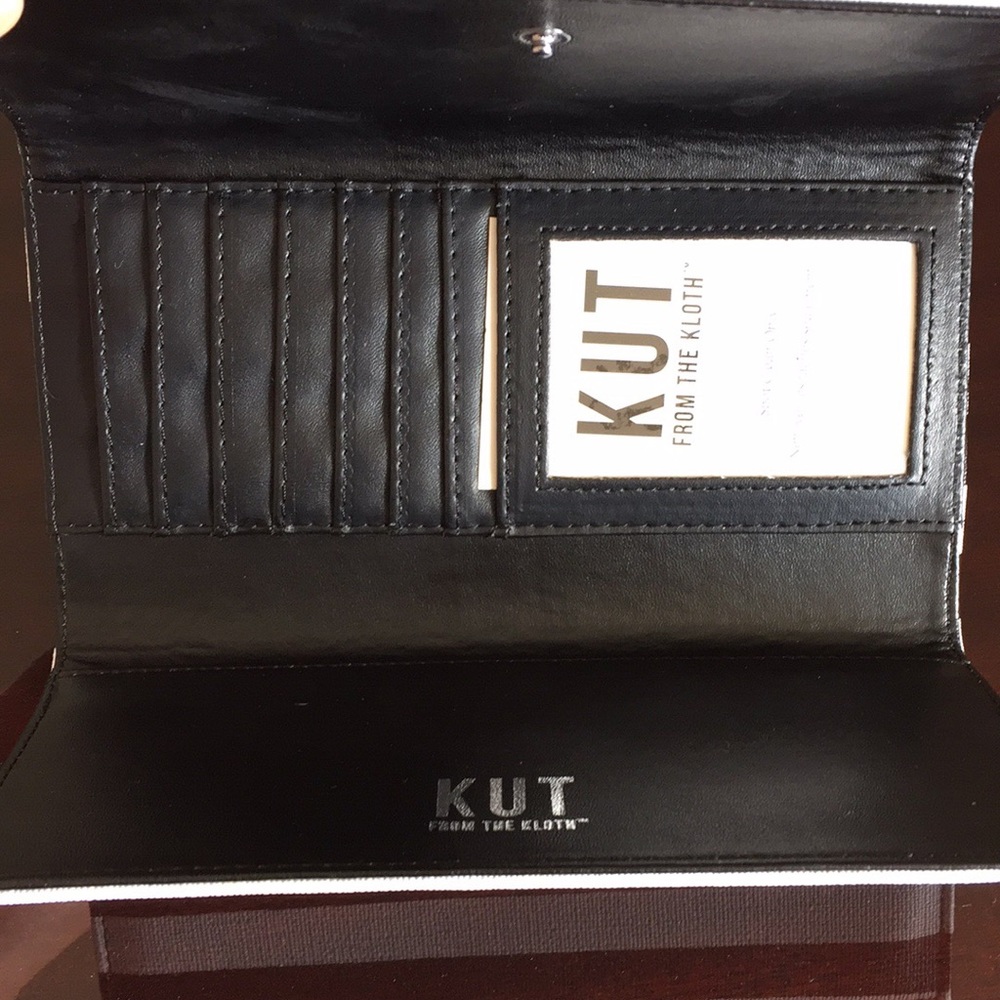 New KUT from Kloth Black and White Striped Wallet - Picture 3 of 4